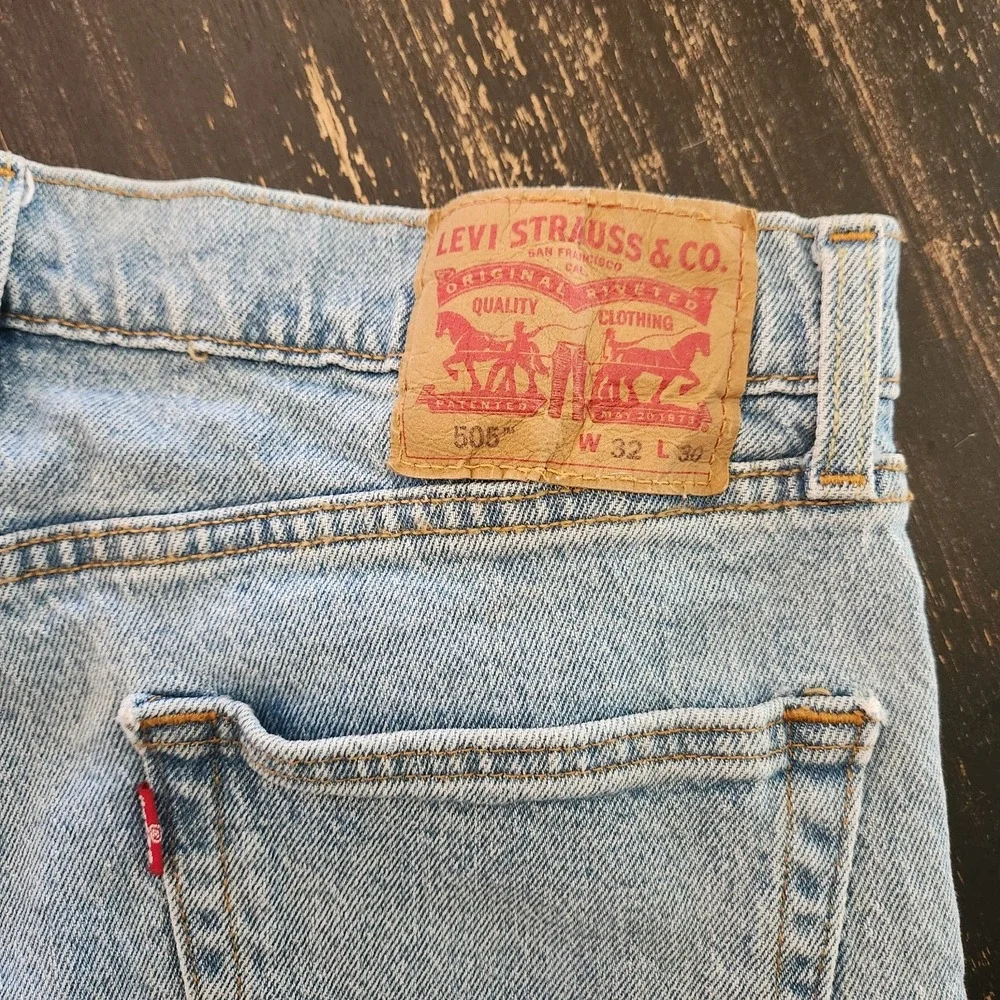 Vintage Levis 505 Jorts‎ Shorts Mens 32 Blue Light Wash Relaxed Fit Y2K Retro